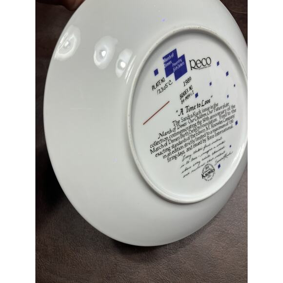 "Reco “A Time To Love" Collector Plate Sandra Kuck 1989 March of Dimes #12305C - Picture 5 of 8